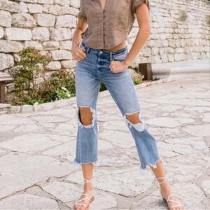Vervet Cropped Distressed High Rise Jeans size 27